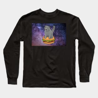 I CAN HAS CHEEZBURGER chubby meme cat in space Long Sleeve T-Shirt